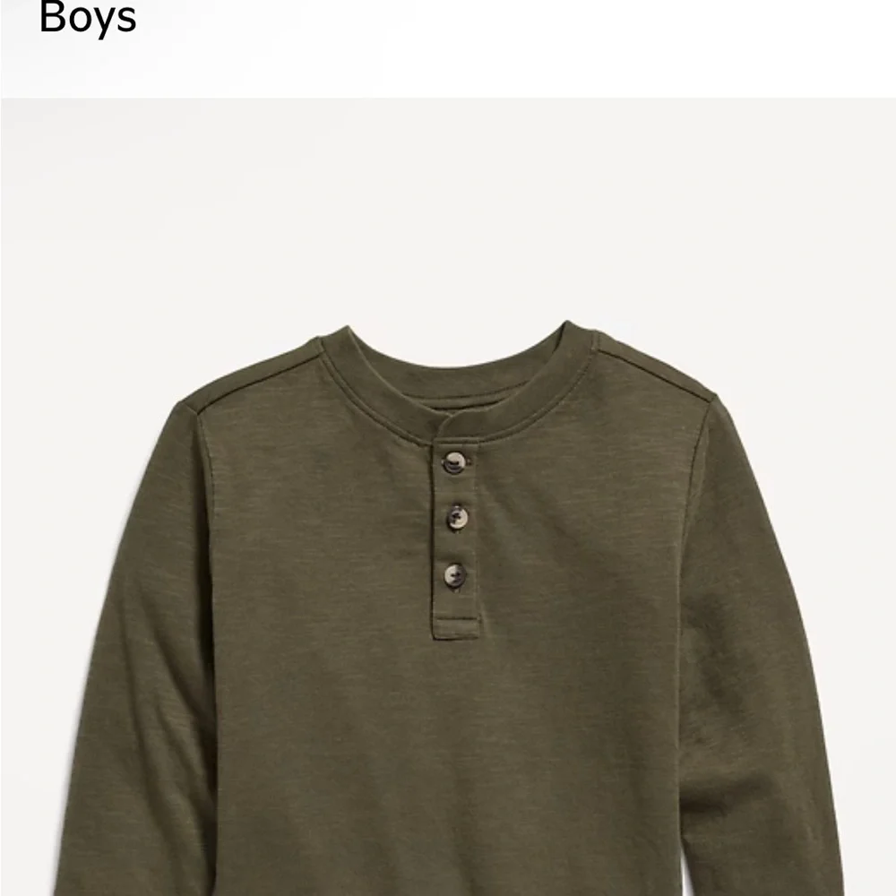 Boys Brand New Old Navy Green Long Sleeve Henley Shirt